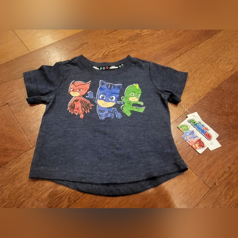 🌻 NWT Disney PJ Masks Baby Dark Blue Shirt Size 12M Catboy Owelette Gekko